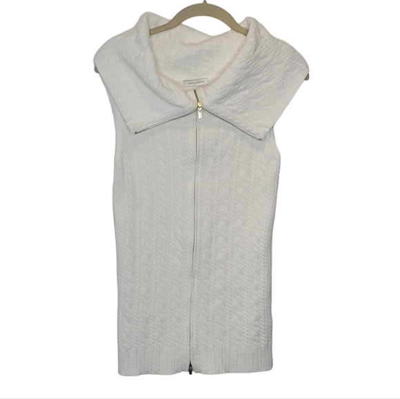 Rebecca Taylor Short Sleeve Cable Zip Sweater S White - Picture 2 of 7